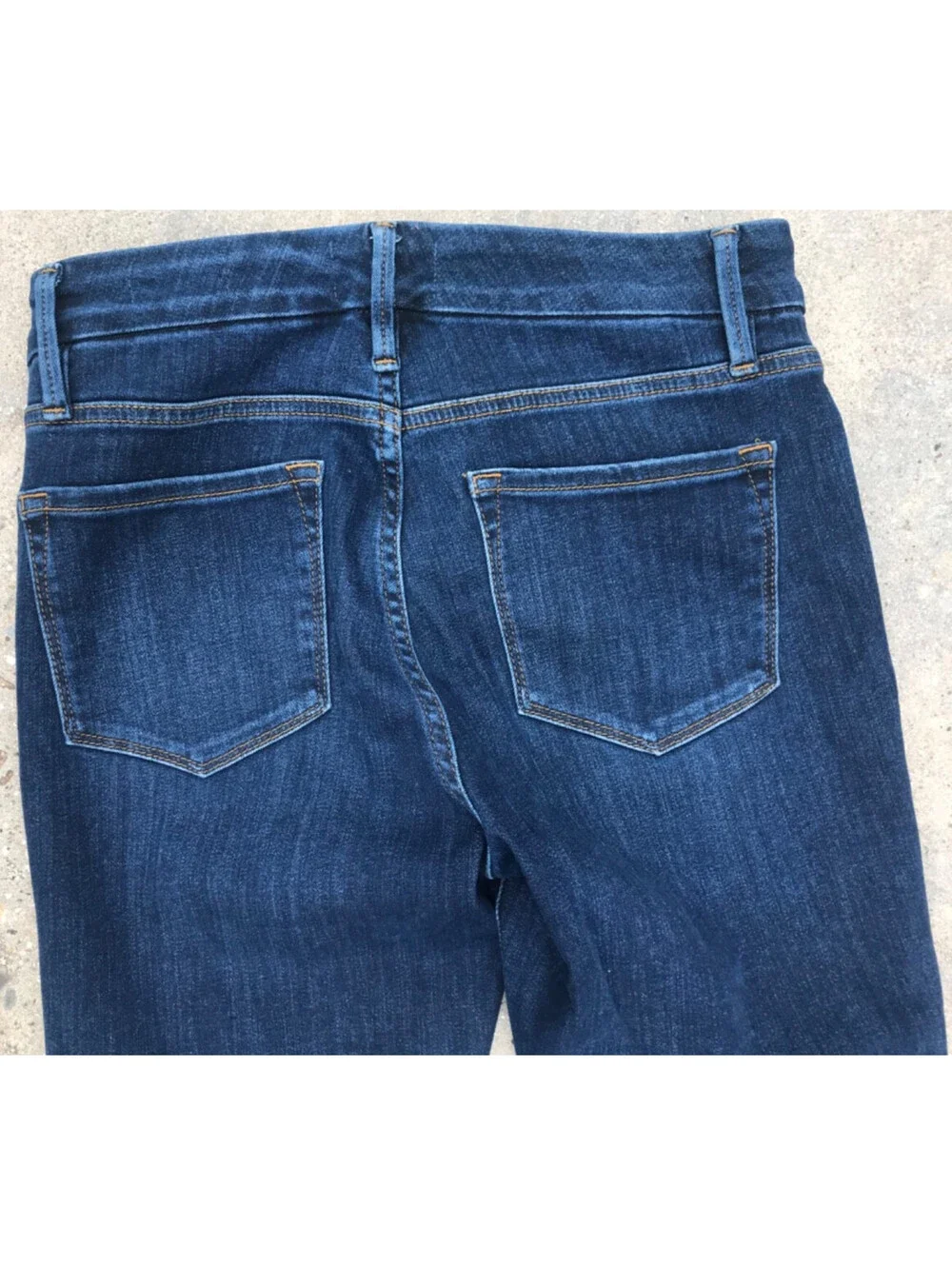 FRAME Le Crop Mini Boot Jeans Size 27 Dark Blue Denim Raw Cut Off Center Hem
